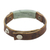Men's jade and leather wristband bracelet, 'Light Green Maya Fortress' - Men's Leather Wristband Bracelet with Light Green Jade (image 2d) thumbail