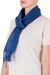 Bufanda de algodón, 'Deep Indigo' - Bufanda de algodón tejida a mano teñida orgánicamente de azul índigo