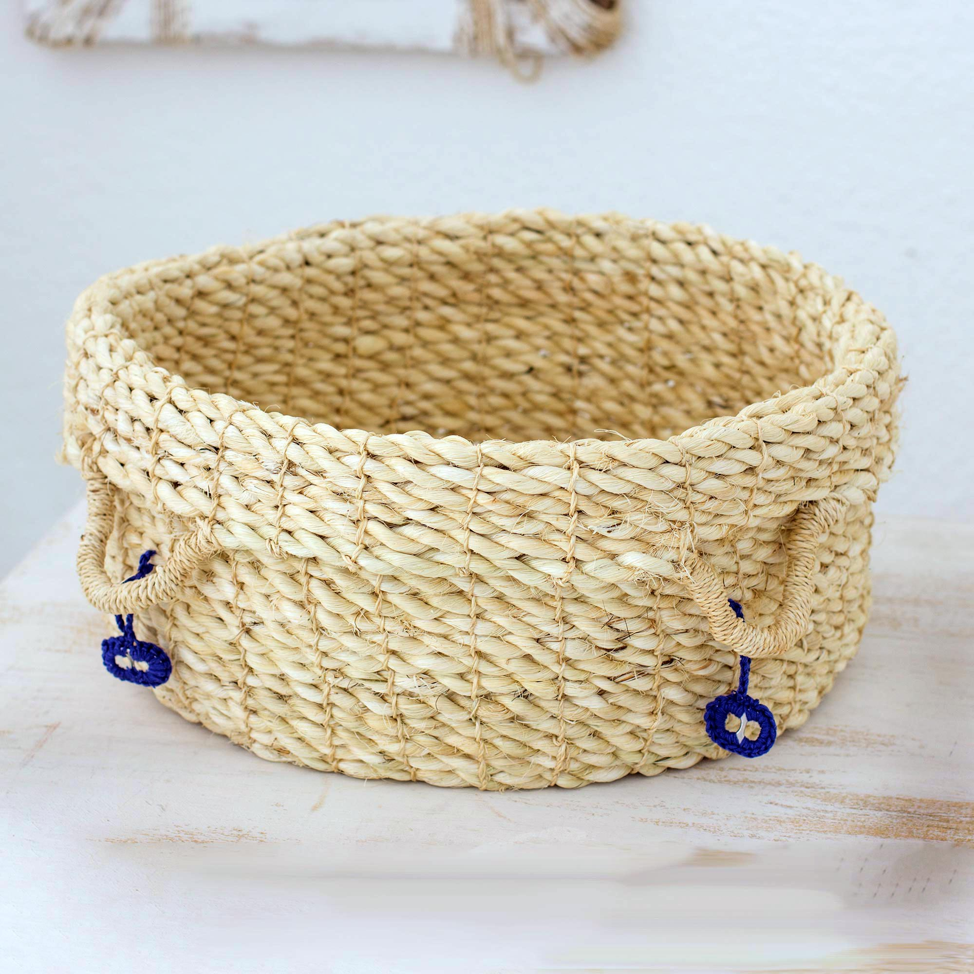 Hand Crafted Agave Fiber Basket from Central America - Blue Ecology ...