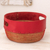 Leather and pine fiber basket, 'Vibrant Red' - Hand Crafted Red Leather and Pine Basket from Nicaragua thumbail