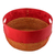 Leather and pine fiber basket, 'Vibrant Red' - Hand Crafted Red Leather and Pine Basket from Nicaragua (image 2a) thumbail