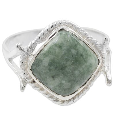 Artisan Crafted Jade and Sterling Silver Cocktail Ring