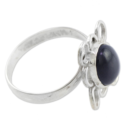 Jade cocktail ring, 'Star Polaris' - Sterling Silver Ring with Natural Jade from Guatemala
