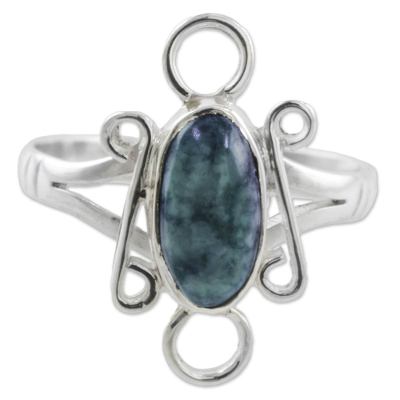 Guatemalan Natural Jade on Handcrafted Sterling Silver Ring