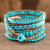 Wickelarmband mit Perlen - Beruhigendes blaugrünes Wickelarmband, hergestellt von der Artisan Group