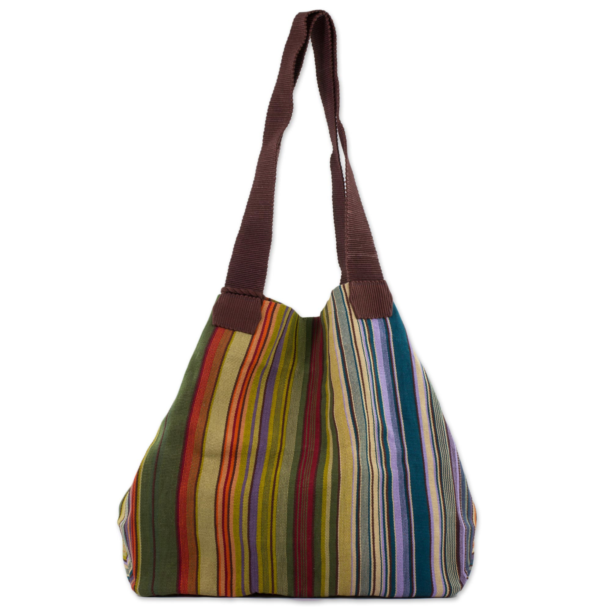 100% Cotton Handwoven Colorful Striped Tote Handbag - Earth and Sky ...