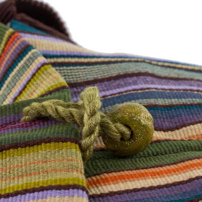 Baumwolltasche - handgewebte, bunt gestreifte Tragetasche aus 100 % Baumwolle