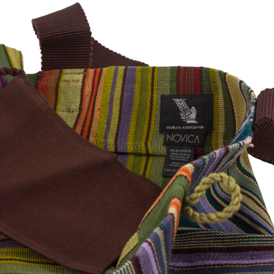 Tote de algodón - bolso tote de rayas de colores tejido a mano 100% algodón