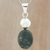 Jade pendant necklace, 'Dark Maya Coronation' - Handcrafted Jade and Silver Contemporary Necklace (image 2) thumbail