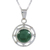 Jade pendant necklace, 'Kinich Ahau' - Modern Pendant Necklace in Silver 925 with Green Jade