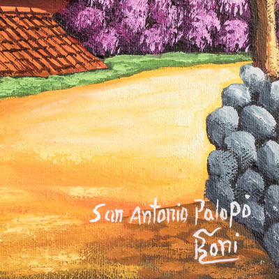 „San Antonio Palopo III“ – Sonnenuntergang über dem Atitlan-See, signiertes Gemälde in limitierter Auflage