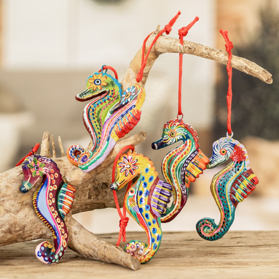 Ceramic ornaments, Seahorse Squadron (set of 6)