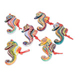 Ceramic ornaments, 'Seahorse Squadron' (set of 6) - Set of 6 Ceramic Seahorse Ornaments Handmade in Guatemala