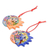 Ceramic ornaments, 'Flower Eclipse' (set of 6) - Six Colorful Handcrafted Ceramic Eclipse Ornaments