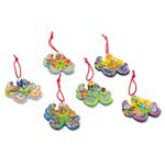 Ceramic ornaments, 'Floral Octopus' (set of 6) - Handcrafted Ceramic Octopus Ornaments (Set of 6)