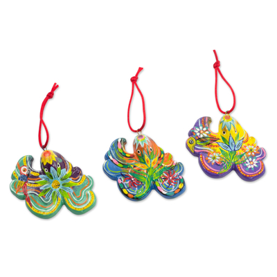 Keramikornamente, (6er-Set) - Handgefertigte Oktopus-Ornamente aus Keramik (6er-Set)