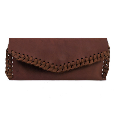Unicef Market Artisan Crafted Brown Leather Clutch Purse With Lacings El Salvador Earth - Brown Leather Clutch Purse Unicef Market Artisan Crafted Brown Leather Clutch Purse With Lacings El Salvador Earth - Brown Leather Clutch Purse