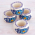 Servilleteros de cerámica, (juego de 4) - Servilleteros de cerámica con diseño floral artesanal (juego de 4)