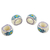 Ceramic napkin rings, 'Bermuda' (set of 4) - Artisan Crafted Floral Ceramic Napkin Rings (Set of 4)