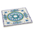 Ceramic trivet, 'Quehueche' - Turquoise and White Handcrafted Ceramic Hot Pad Trivet