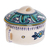Keramik-Suppenschüssel mit Deckel, „Bermuda“ – handgefertigte florale Keramik-Suppenschüssel mit Deckel