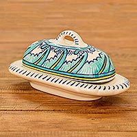 Ceramic butter dish, 'Quehueche' - Covered Ceramic Butter Dish Crafted of Ceramic