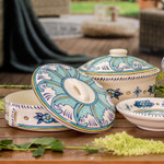 Ceramic oval covered casserole, 'Bermuda' - Ceramic Oven-Safe Oval Covered Casserole Dish