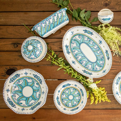 Ceramic cheese plate, 'Bermuda' - Covered Ceramic Cheese Plate Crafted of Ceramic