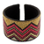 Beaded leather cuff bracelet, 'Chic Chichicastenango' - Red and Caramel Beaded Zigzag Cuff Bracelet with Black