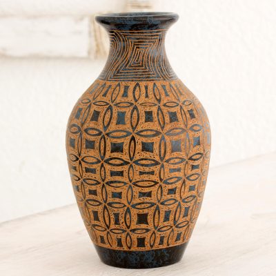Crafted Brown And White Decorative Terracotta Vase Round Terracotta Decorative Vase Round Fl Illusions Crafted Brown And White
