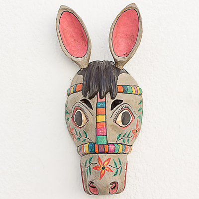 Wood mask, 'Todos Santos Racehorse' - Artisan Crafted Guatemalan Folk Art Horse Mask
