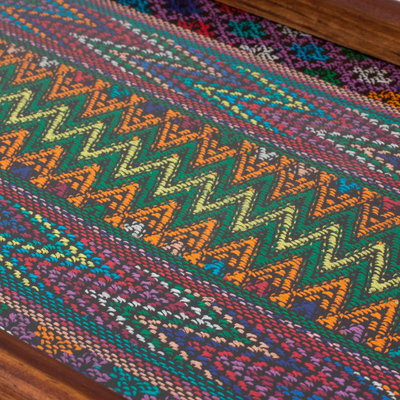 Bandeja de cama plegable de madera - Bandeja Cama Plegable de Madera Guatemalteca con Inserto Tejido a Mano