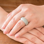 Jade band ring, 'Pale Green Halo' (10 mm) - Artisan Crafted 10 mm Wide Band Ring of Guatemalan Jade