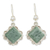 Jade dangle earrings, 'Light Green Floral Diamond' - Silver Diamond Shaped Floral Jade Earrings in Light Green thumbail