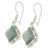 Jade dangle earrings, 'Light Green Floral Diamond' - Silver Diamond Shaped Floral Jade Earrings in Light Green (image 2b) thumbail