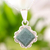 Jade pendant necklace, 'Light Green Floral Diamond' - Diamond Shaped Light Green Floral Jade and Silver Necklace thumbail