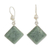 Jade dangle earrings, 'Light Green Lake' - Diamond Shaped Light Green Jade Earrings in Sterling Silver thumbail
