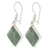 Jade dangle earrings, 'Light Green Lake' - Diamond Shaped Light Green Jade Earrings in Sterling Silver (image 2b) thumbail