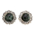 Jade button earrings, 'Dark Forest Princess' - Sterling Silver Floral Button Earrings with Dark Green Jade thumbail