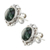Jade button earrings, 'Dark Forest Princess' - Sterling Silver Floral Button Earrings with Dark Green Jade (image 2c) thumbail