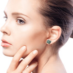 Jade button earrings, 'Maya Wisdom' - Artisan Crafted Jade and Sterling Silver Button Earrings