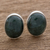Jade stud earrings, 'Dark Voluptuous Green' - Modern Maya Jade Post Earrings with Sterling Silver (image 2) thumbail