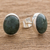 Jade stud earrings, 'Dark Voluptuous Green' - Modern Maya Jade Post Earrings with Sterling Silver (image 2b) thumbail