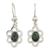 Jade dangle earrings, 'Dark Dappled Blossom' - Sterling Silver Floral Dangle Earrings with Dark Green Jade