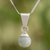 Jade pendant necklace, 'Mayan Moon' - Pale Green Jade Silver Pendant Necklace from Guatemala thumbail