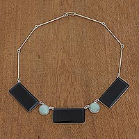 Jade pendant necklace, 'Natural Orchestra' - Black and Green Jade Pendant Necklace from Guatemala