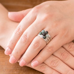 Jade cocktail ring, 'My Daily Blessings' - Green and Black Jade Gem Ring in 925 Silver