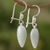 Jade dangle earrings, 'Mayan Heart' - White Heart Shaped Jade Silver Dangle Earrings Guatemala (image 2d) thumbail