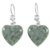 Jade dangle earrings, 'Mayan Heart in Green' - Green Heart Shaped Jade Silver Dangle Earrings Guatemala thumbail