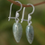 Jade dangle earrings, 'Mayan Heart in Green' - Green Heart Shaped Jade Silver Dangle Earrings Guatemala (image 2c) thumbail